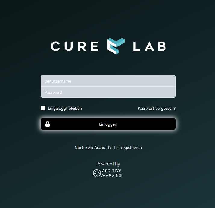 A screenshot of the CureLab Login Screen